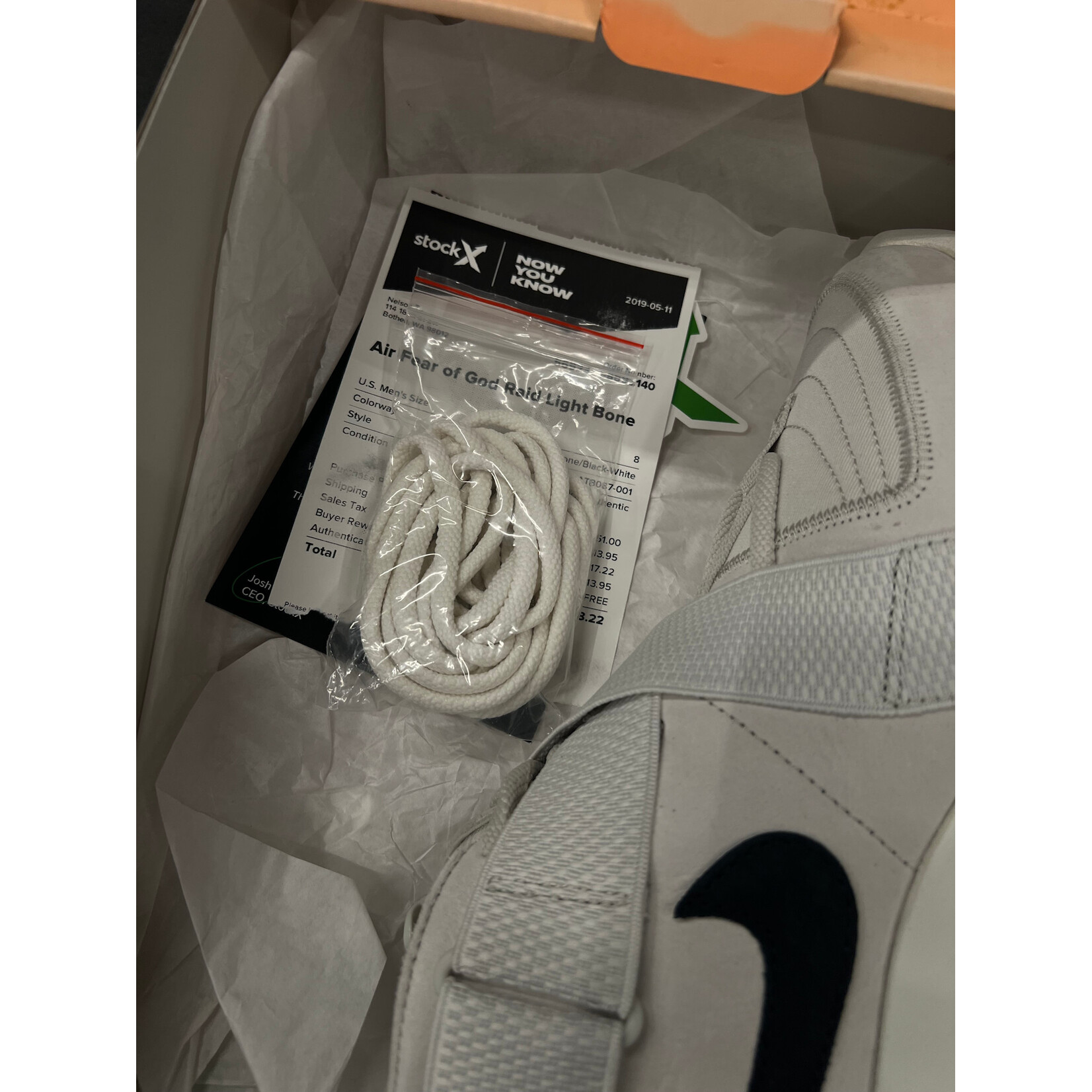 Nike Nike Air Fear Of God 1 SA Light Bone Black Size 10.5, PREOWNED*