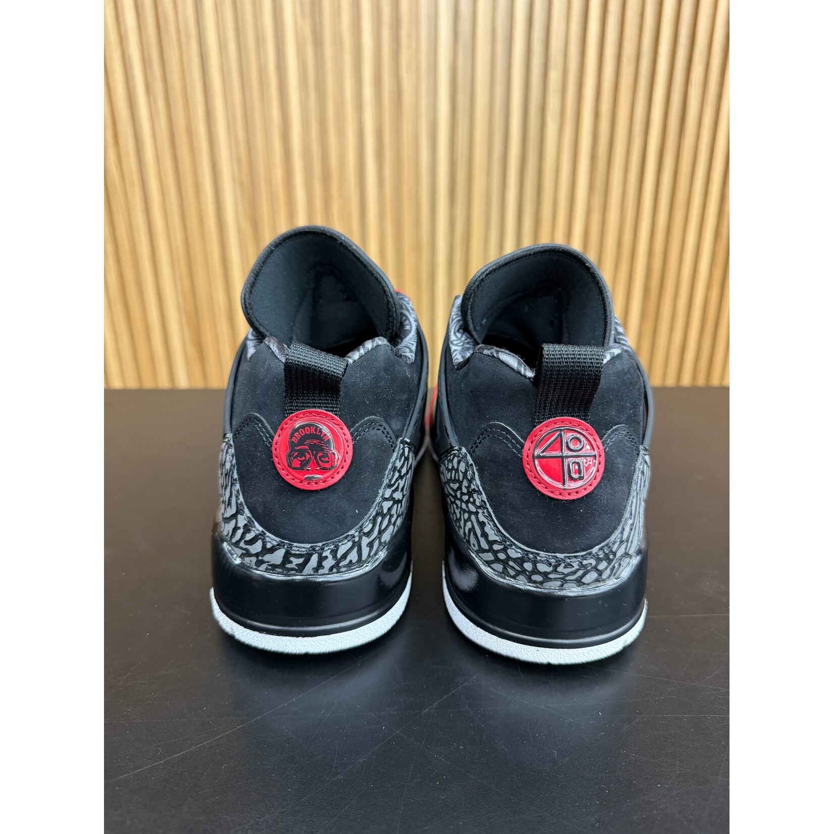 Jordan Jordan Spizike Low Black Classic Green White Varsity Red Size 13, PREOWNED NO BOX*