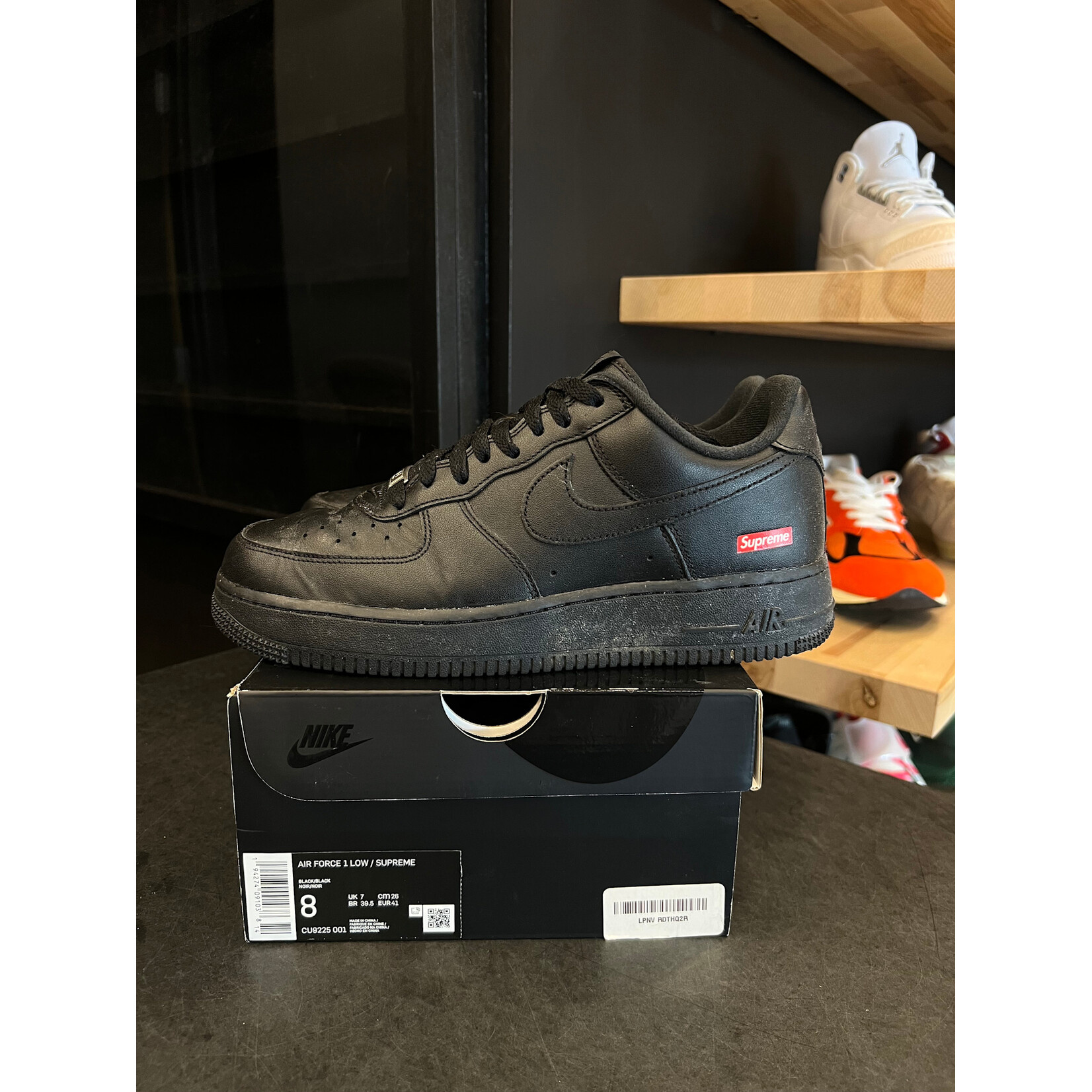 Nike Nike Air Force 1 Low Supreme Black Size 8, PREOWNED*