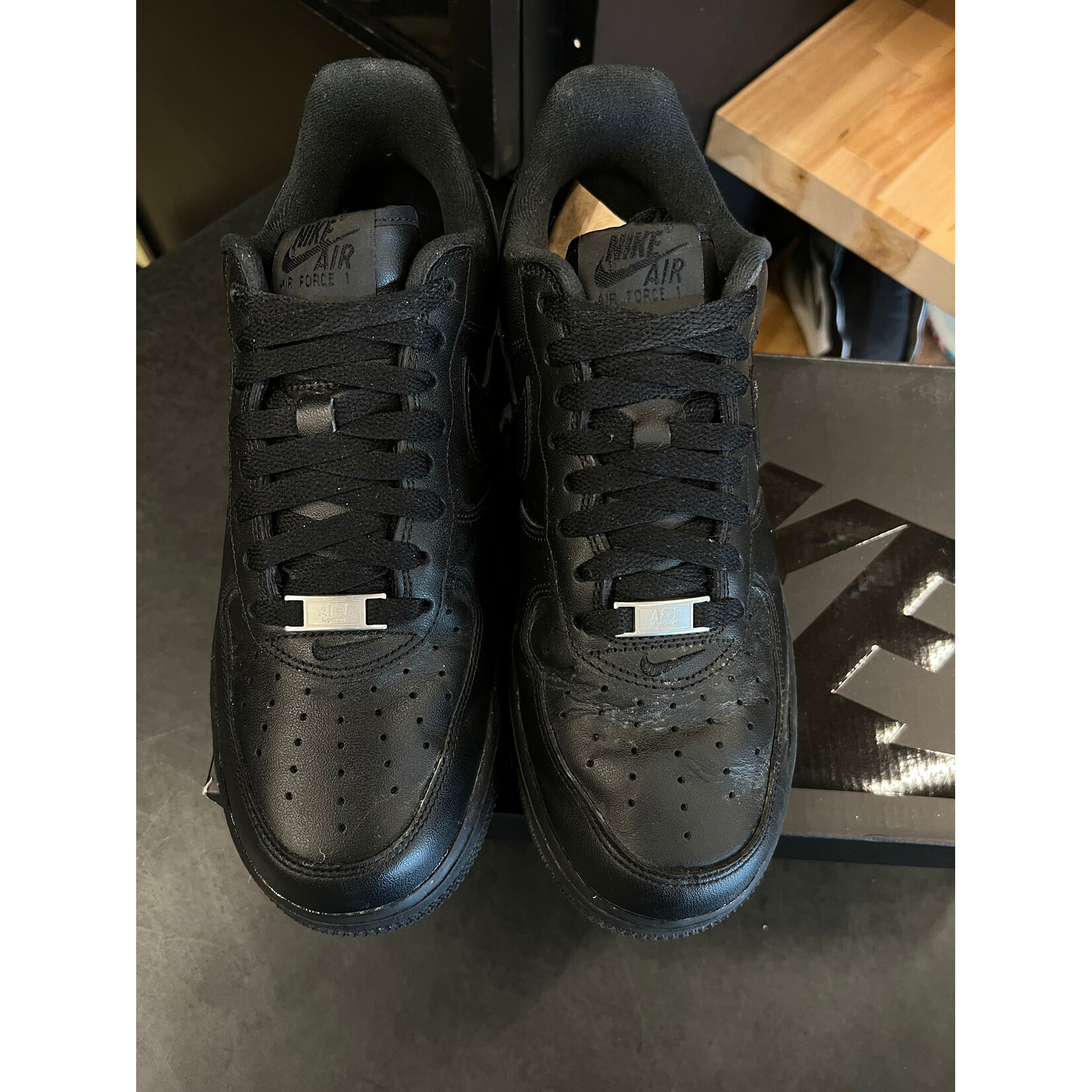 Nike Nike Air Force 1 Low Supreme Black Size 8, PREOWNED*