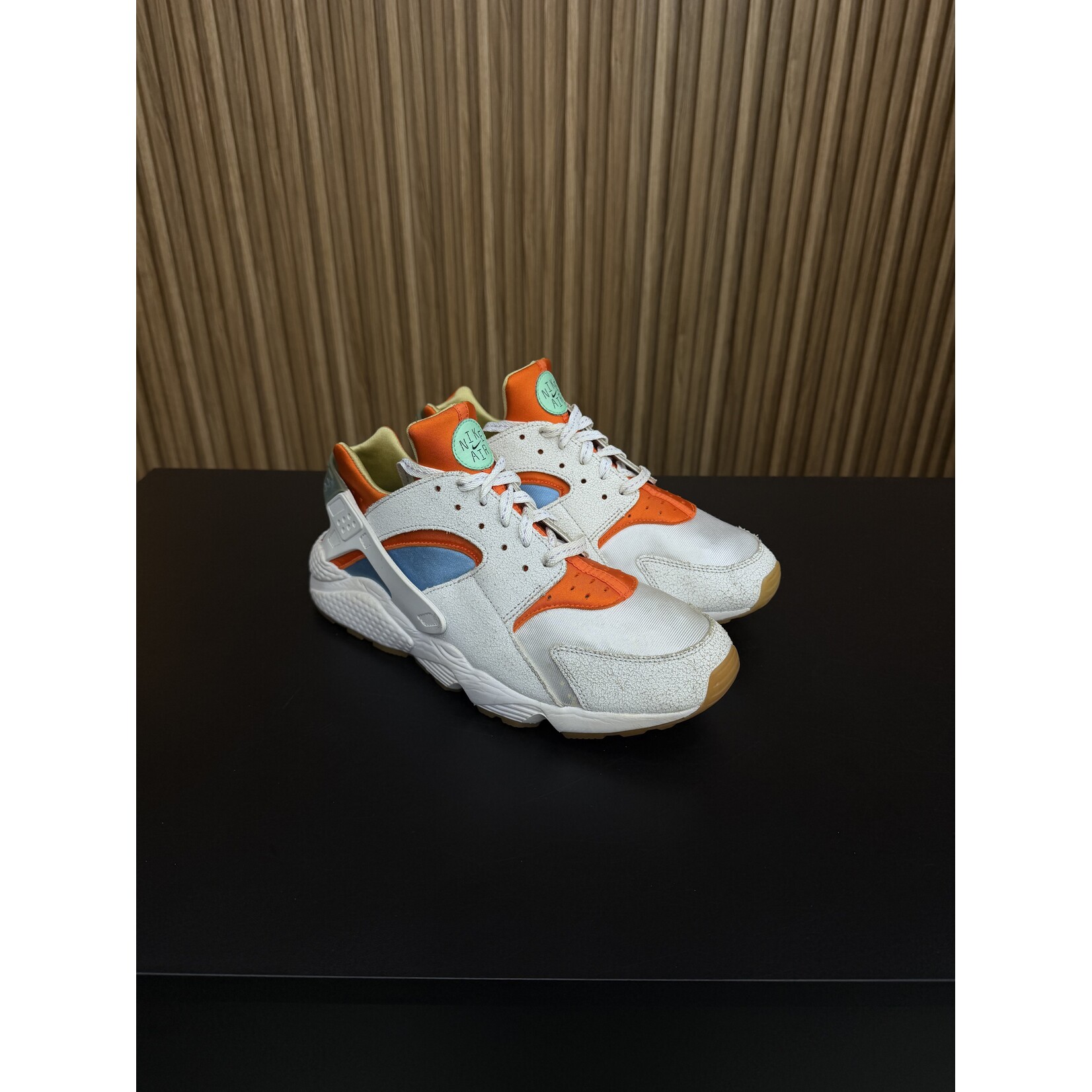 Nike Nike Air Huarache White University Blue Safety Orange Size 12, PREOWNED NO BOX