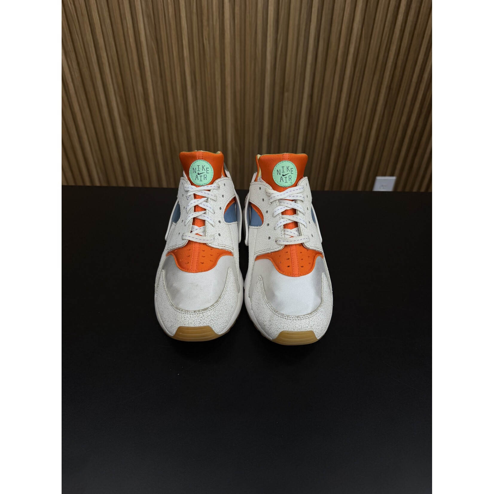 Nike Nike Air Huarache White University Blue Safety Orange Size 12, PREOWNED NO BOX