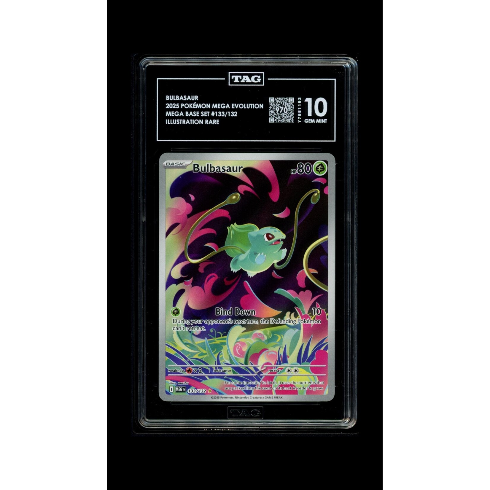 2025 Pokémon Mega Evolution Bulbasaur Illustration Rare #133/132 TAG 10