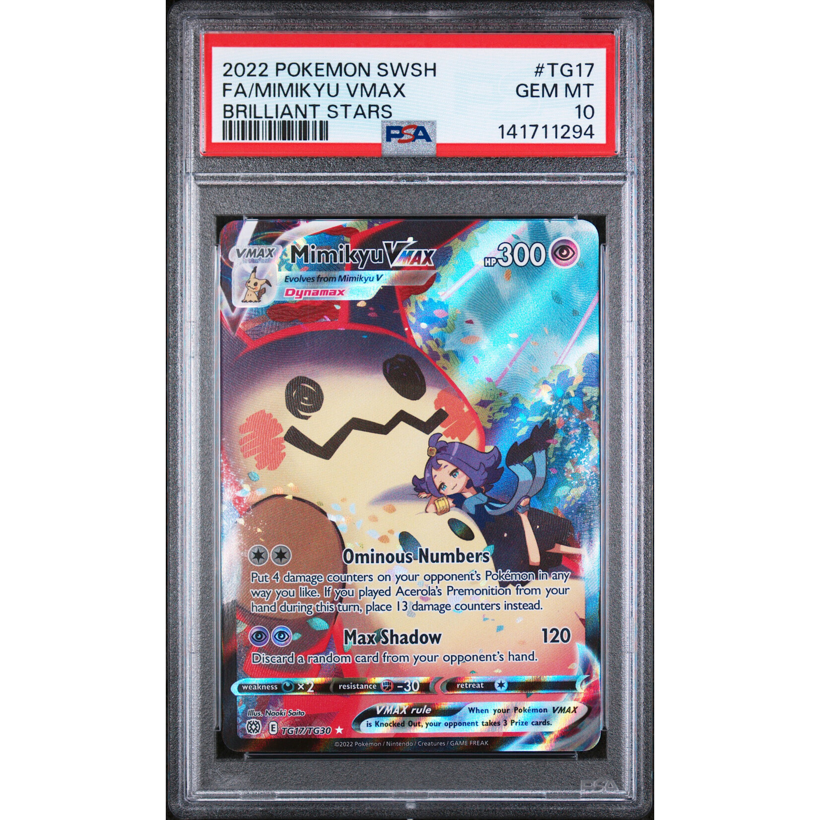 2022 Pokémon Brilliant Stars Mimikyu VMAX Trainer Gallery #TG17 PSA 10