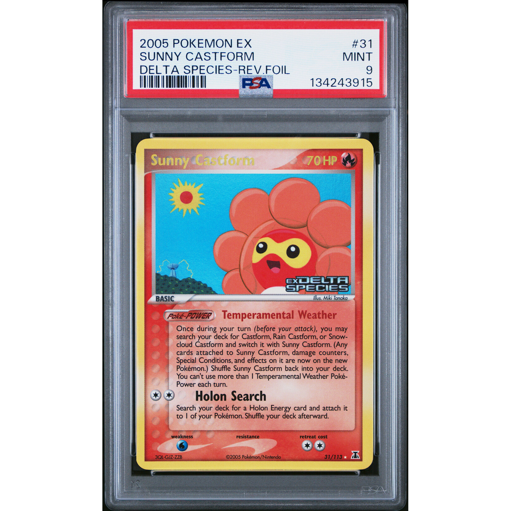 2005 Pokémon EX Delta Species Sunny Castform Reverse Foil #31 PSA 9