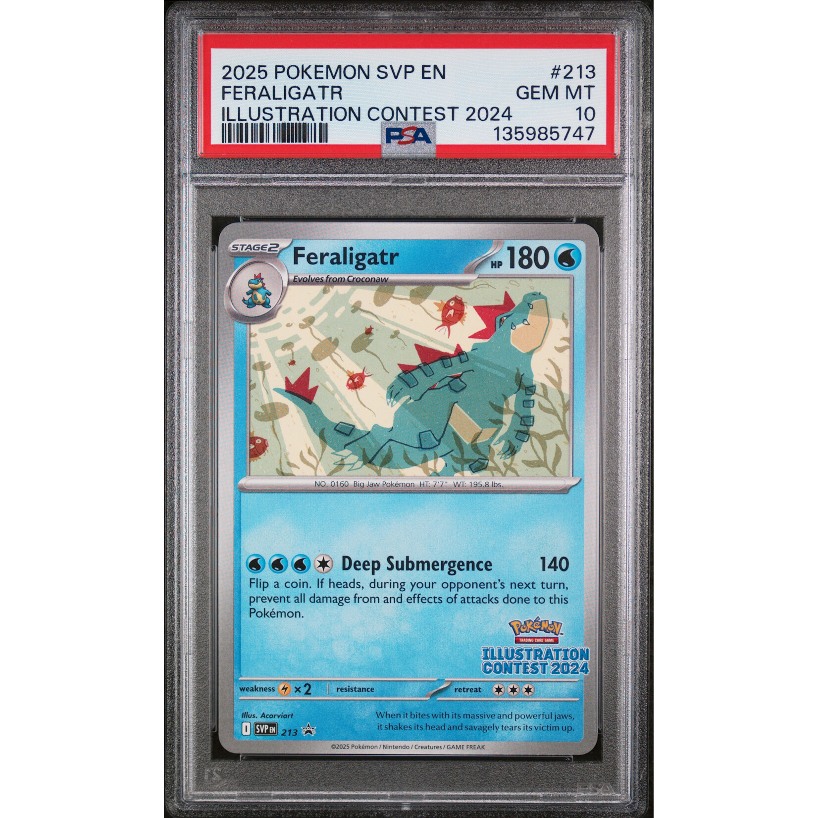 2025 Pokémon SV Promo Feraligatr Illustration Contest #213 PSA 10
