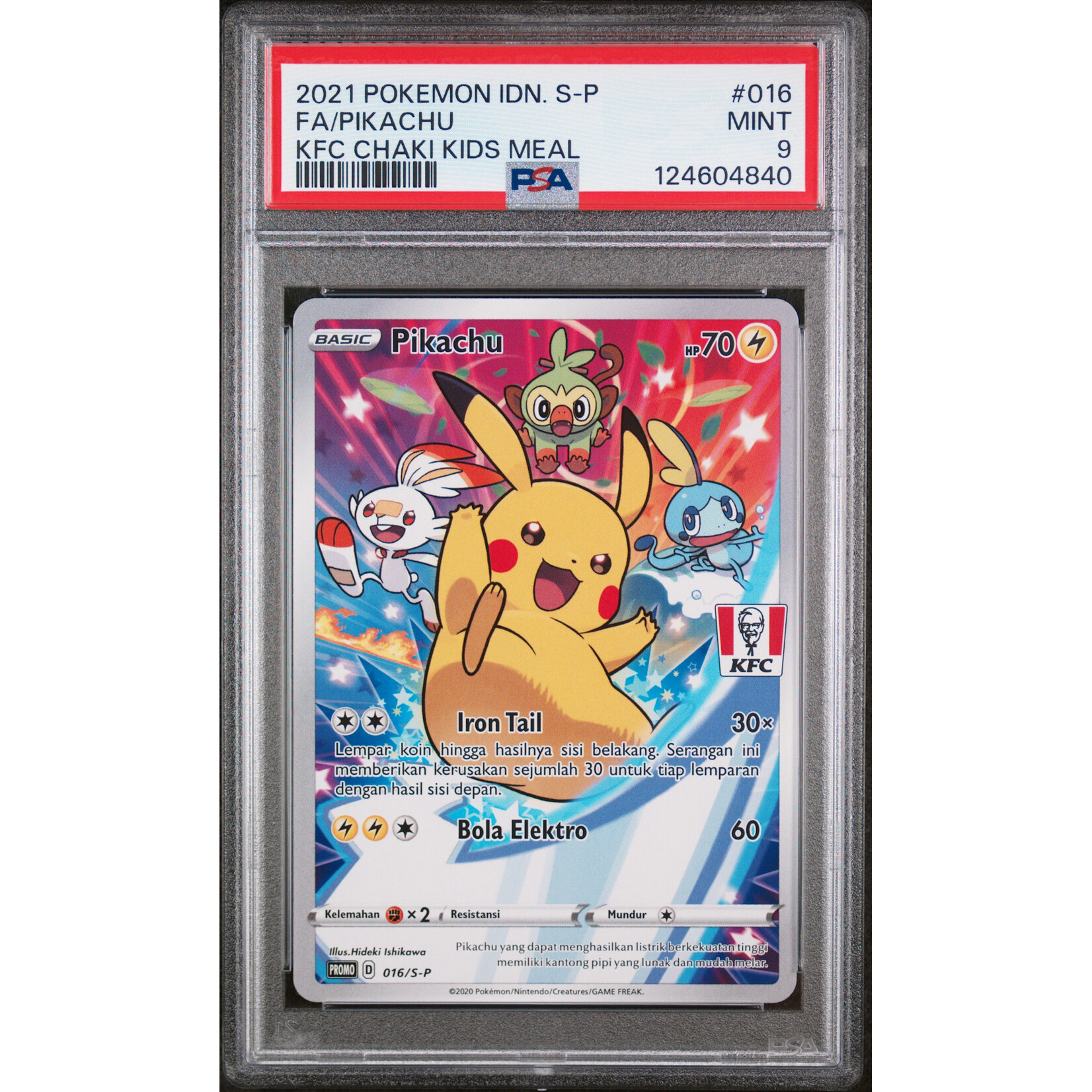 2021 Pokémon Indonesian Promo Pikachu KFC Chaki Kids Meal #016 PSA 9