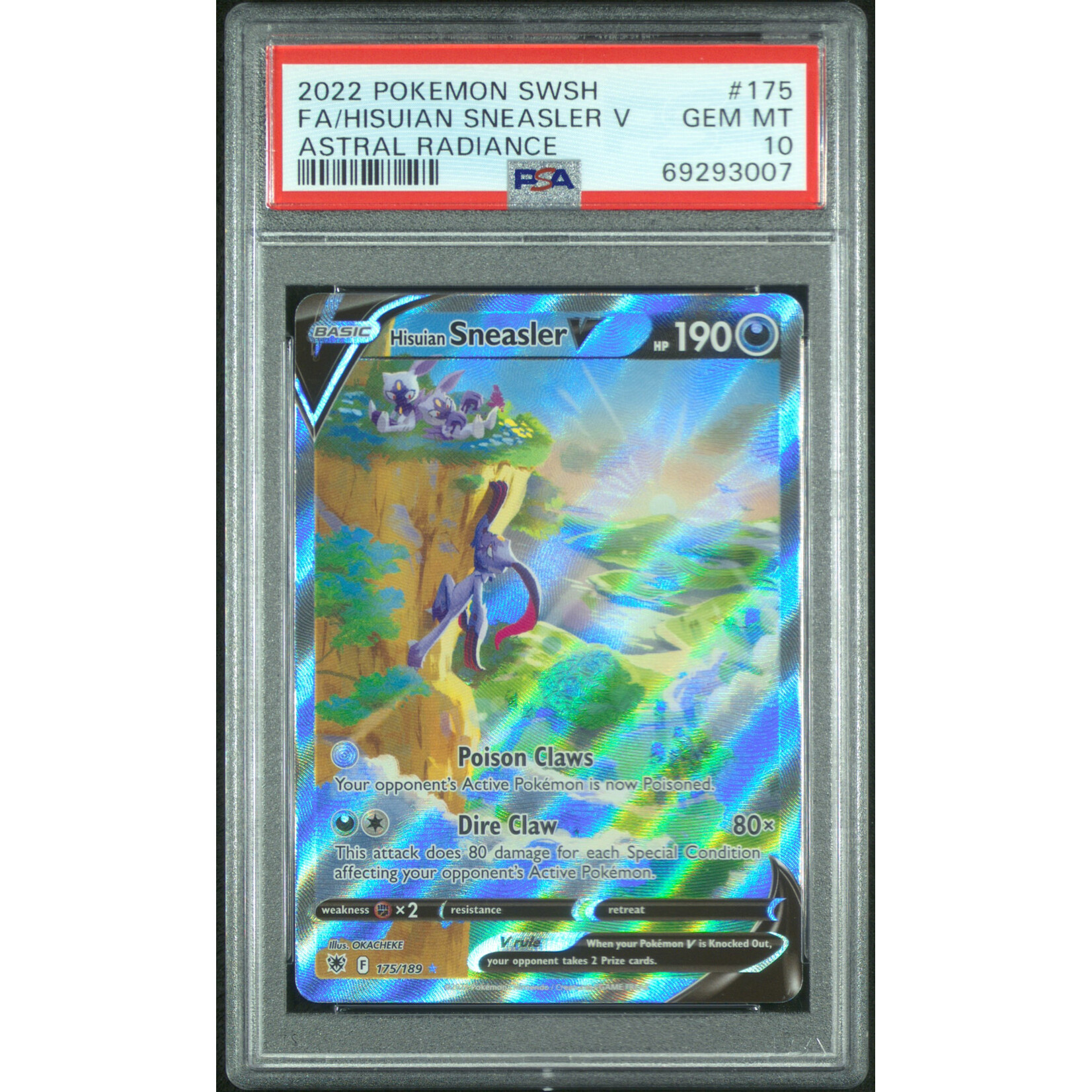 2022 Pokémon Astral Radiance Hisuian Sneasler V Full Art #175 PSA 10