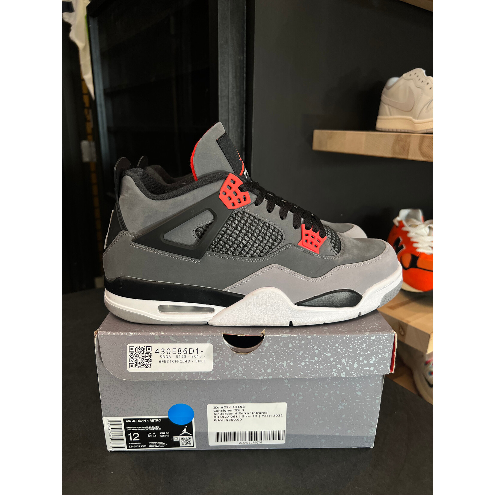 Jordan Jordan 4 Retro Infrared Size 12, PREOWNED*