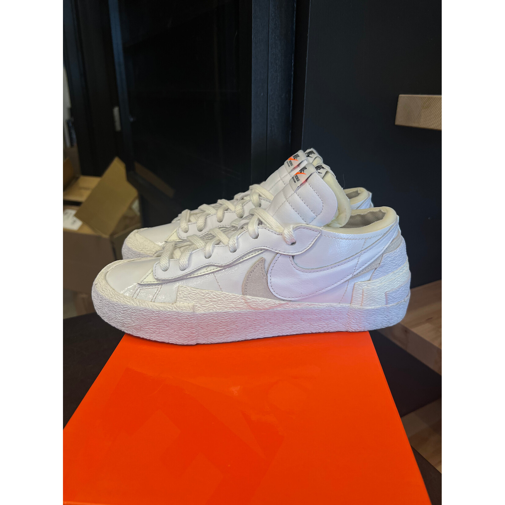 Nike Nike Blazer Low sacai White Patent Leather Size 8.5, PREOWNED*