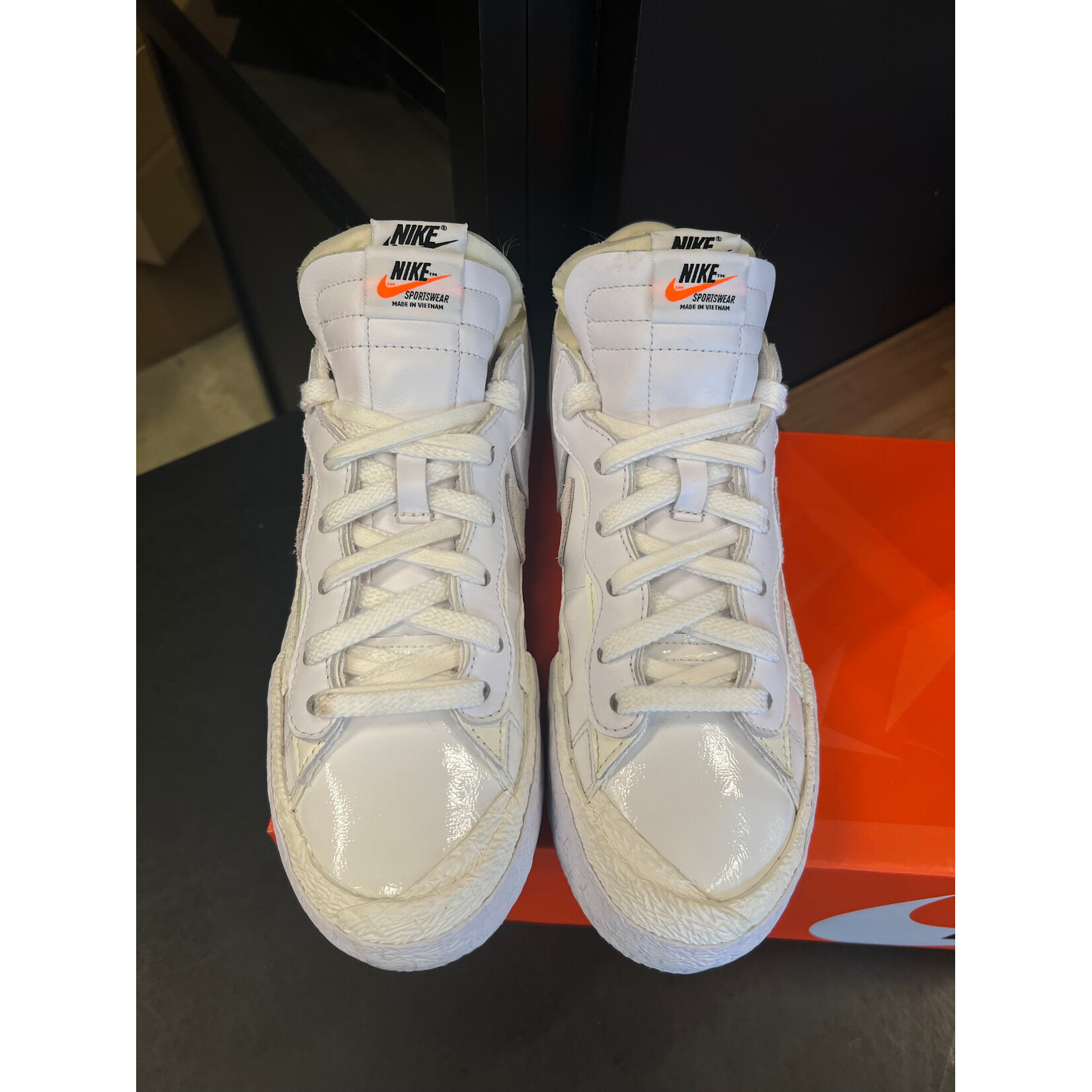 Nike Nike Blazer Low sacai White Patent Leather Size 8.5, PREOWNED*