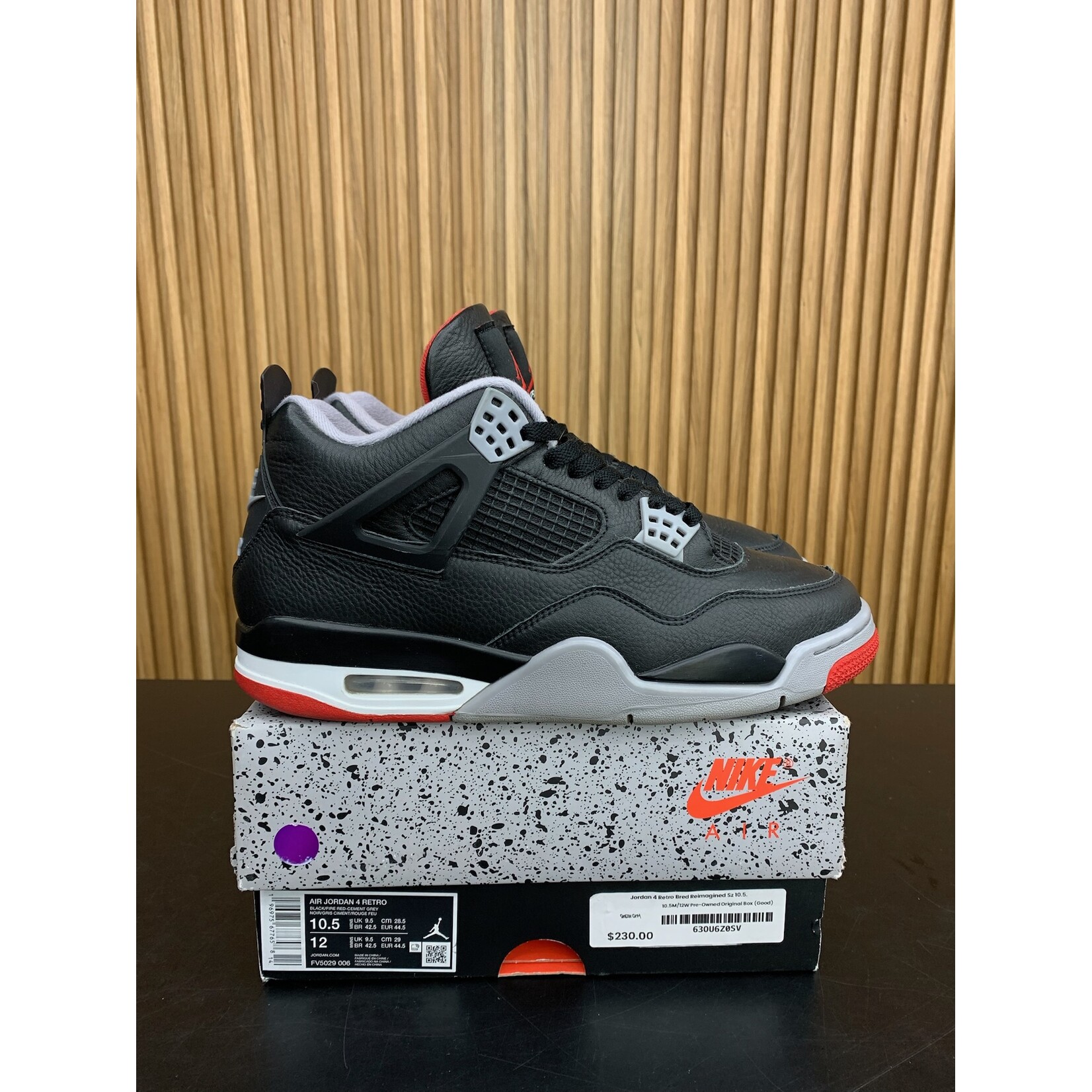 Jordan Jordan 4 Retro Bred Reimagined Size 10.5, PREOWNED*