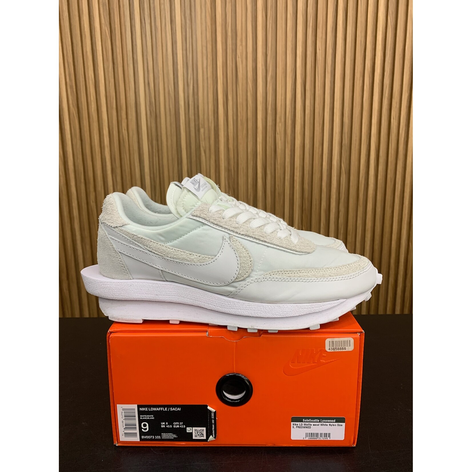 Nike Nike LD Waffle Sacai White Nylon Size 9, PREOWNED
