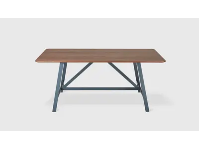 Wychwood Dining Table Rectangle Grey Powder Coat Walnut