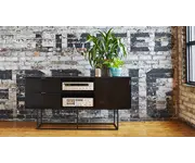 Myles Media Stand Black Oak