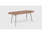 Bracket Dining Table Oval Grey Base Walnut