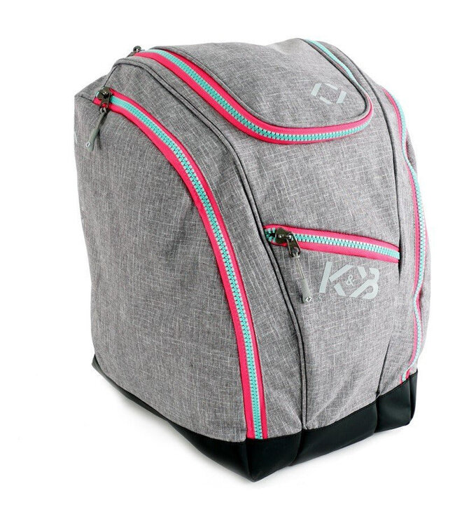 K&B K&B Junior Ski Boot Backpack Grey Aqua Pink 38L