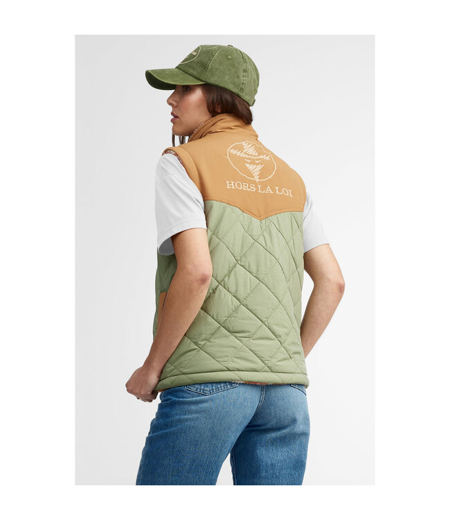 Hors La Loi Ladies Reversible Quilted Vest Oil Green