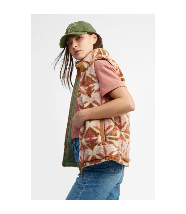 Hors La Loi Ladies Reversible Quilted Vest Oil Green