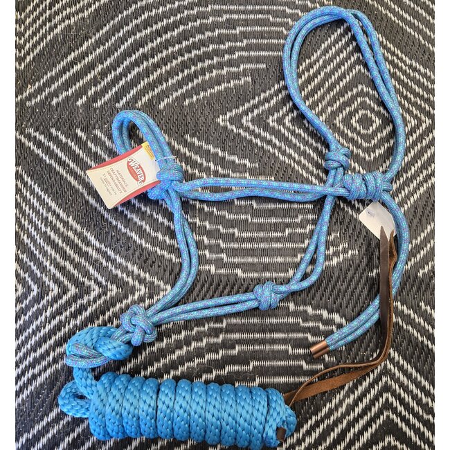Weaver Rope Halter w Lead Turq/Lime/Rasp NWT