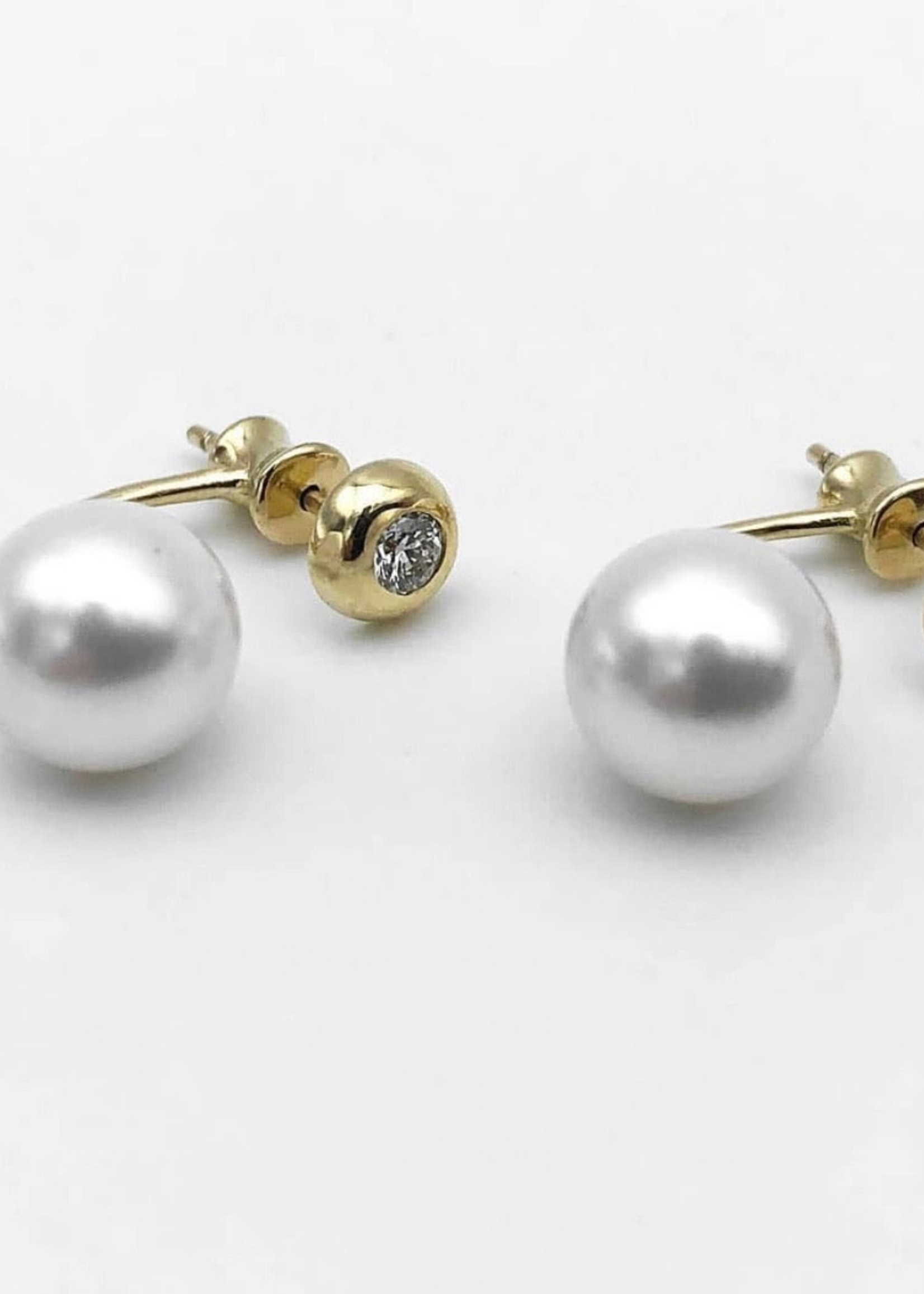 14k YG Diamond/Akoya pearl earrings