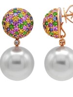 14k Gold .32ct Diamond Earrings with Removable South Sea Pearl Drops