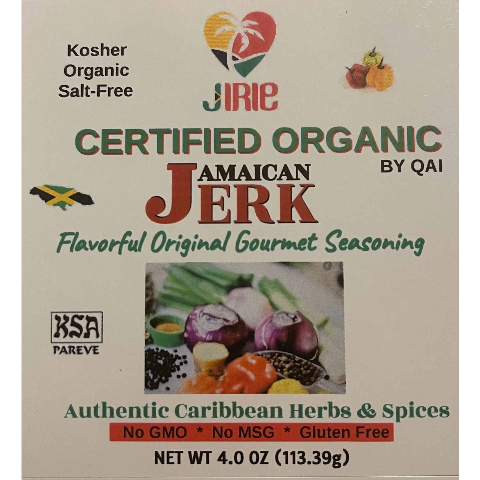 JIRIE Jerk Organic Jamaican Seasoning (Kosher Organic Salt-Free) Medium/Hot