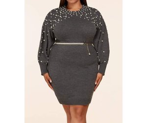 Pearl Sweater Dress Charcoal - Royally 