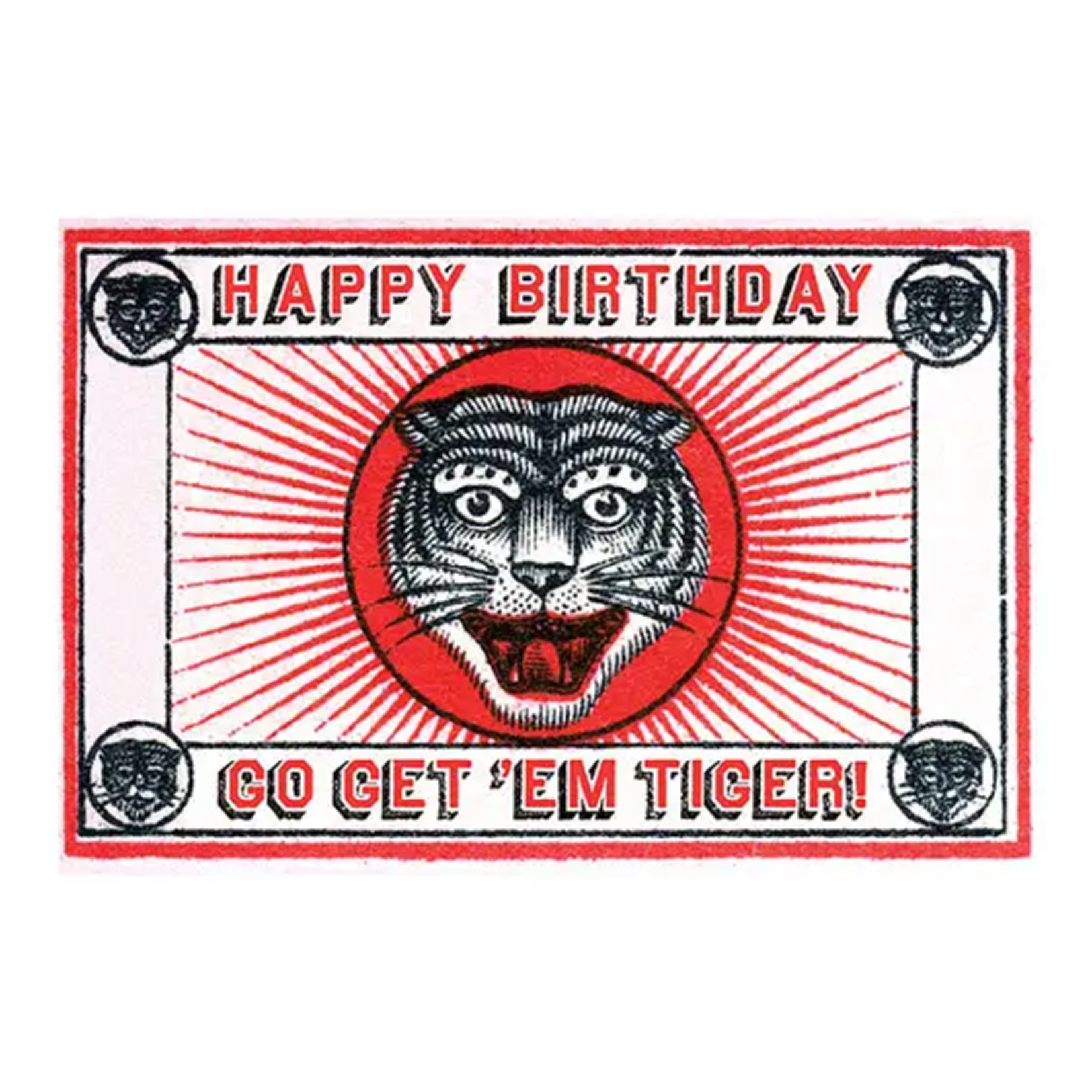 Laughing Elephant Tiger Matchbox Birthday Greeting Card