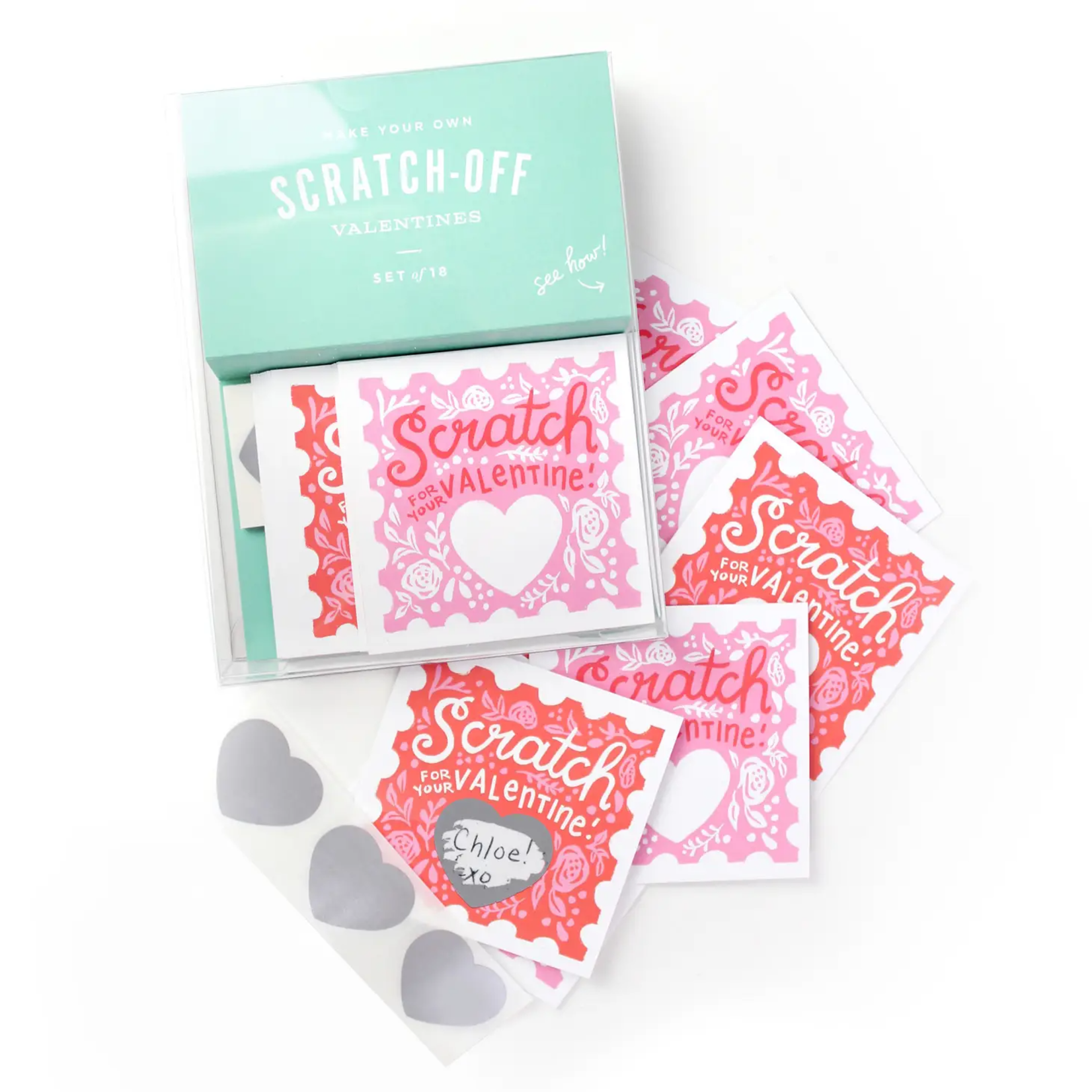 Inklings Paperie Floral Scratch-off Valentines - 18pk