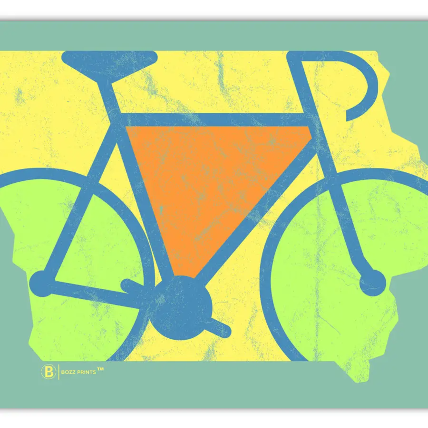 Bozz Prints Iowa Bike Outline Greeting Card