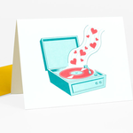 Fickle Hill Letterpress Record Player Love Greeting Card