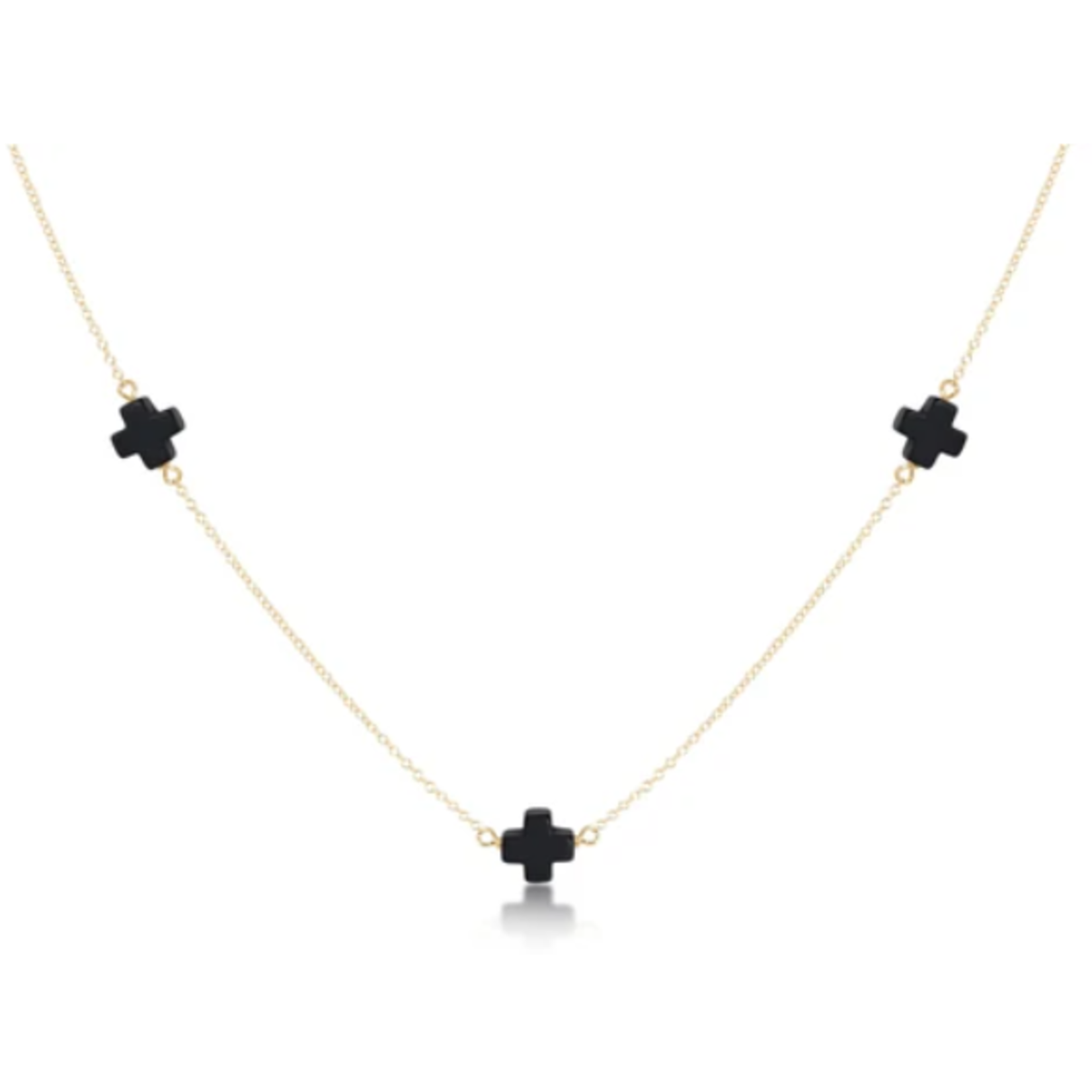 enewton 15" Choker Simplicity Chain Gold Signature Cross Onyx
