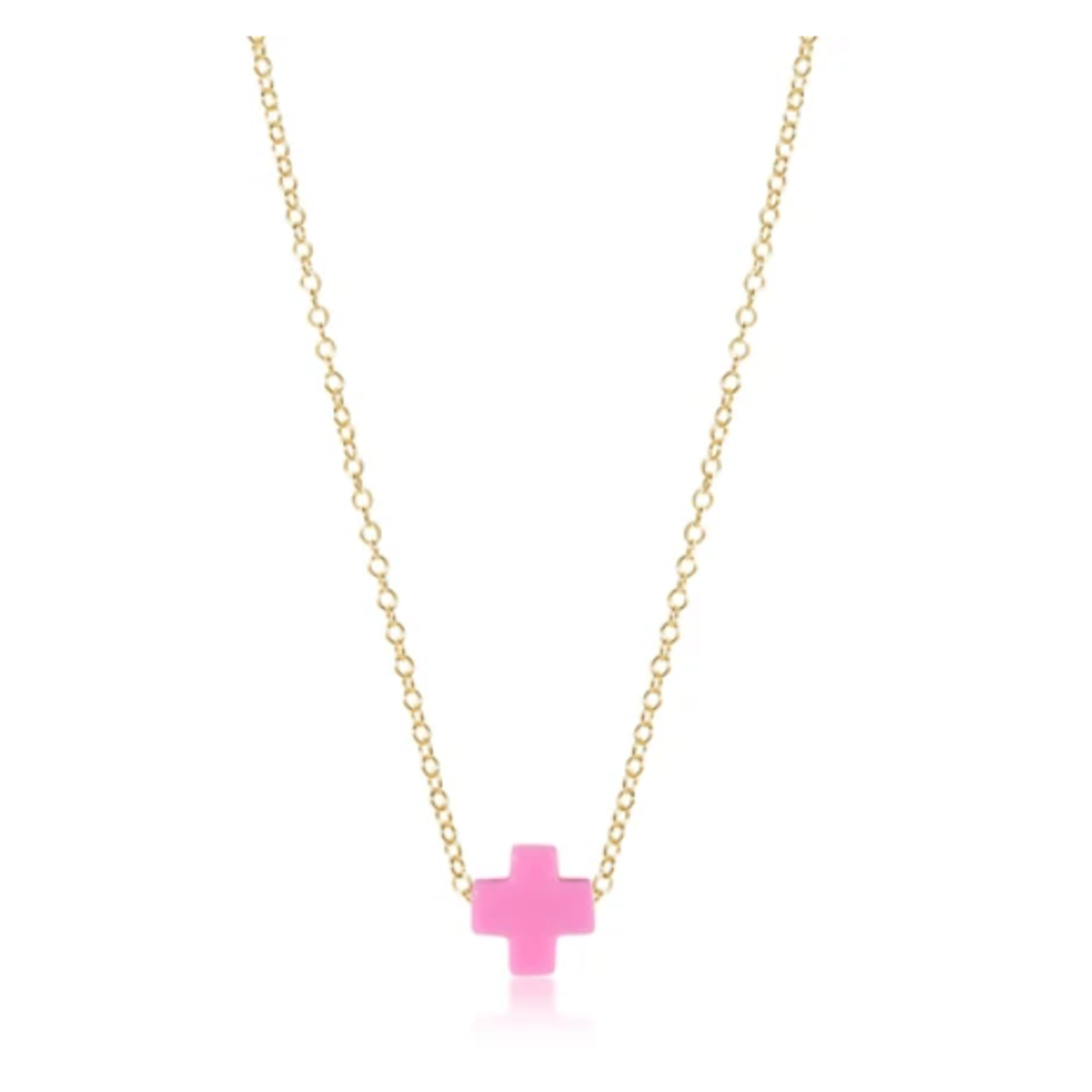 enewton 16" Necklace Gold Signature Cross Bright Pink