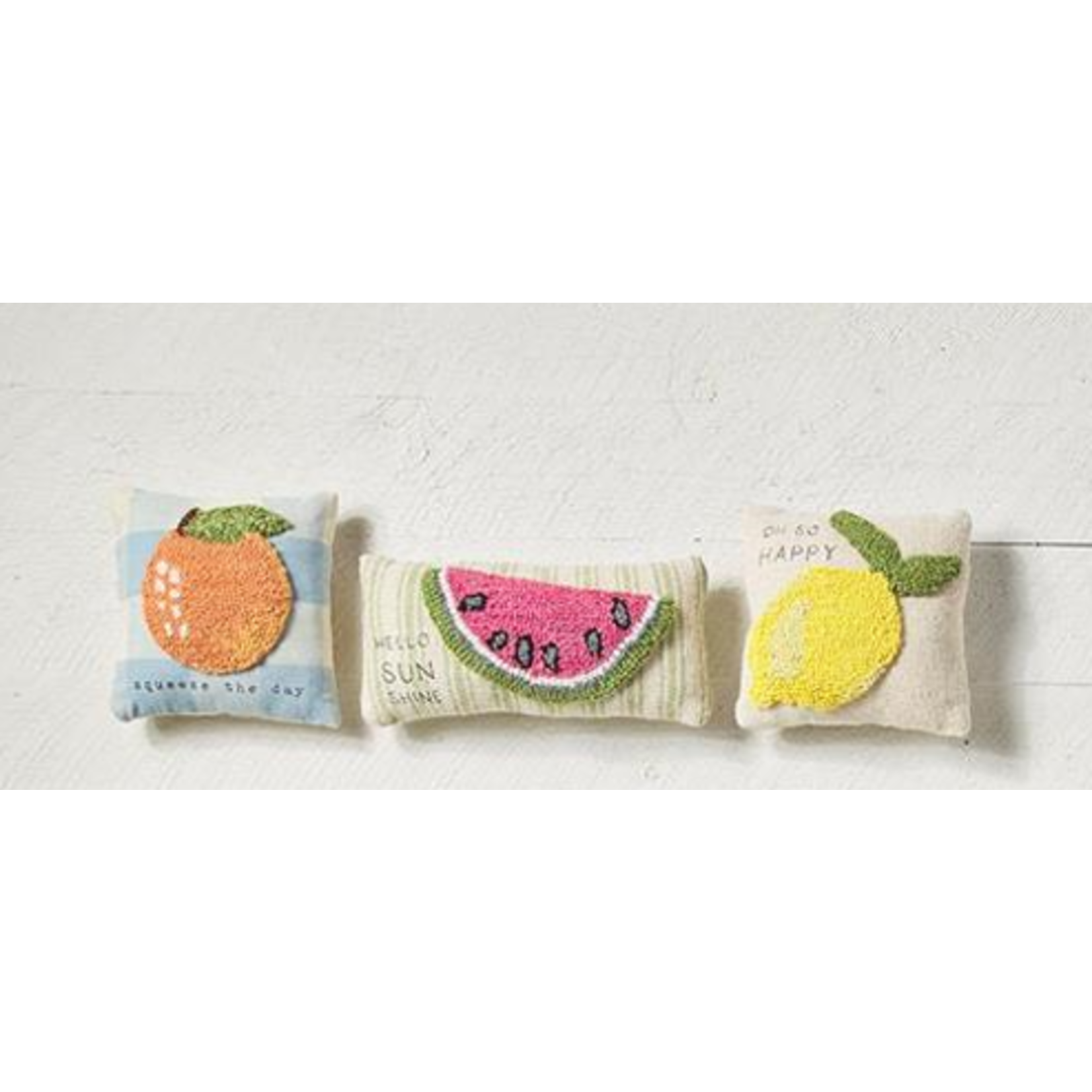 Mud Pie Peach Mini Hooked Pillow