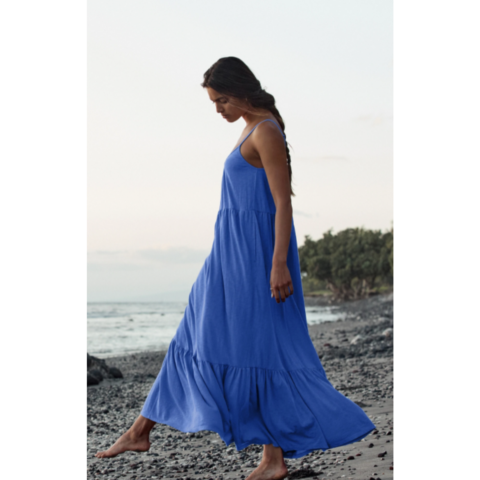 Z Supply Lido Slub Midi Dress Pacific Blue