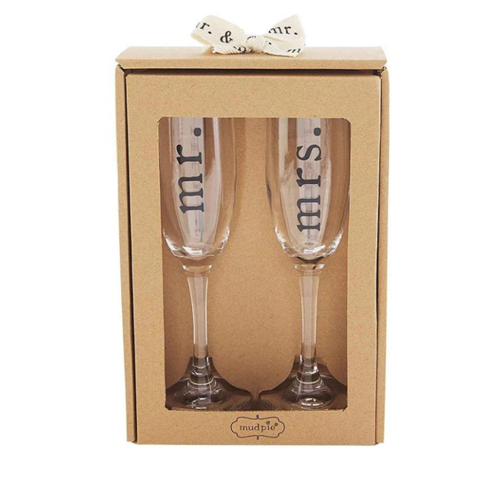 Mud Pie Mr and Mrs Boxed Champagne Glass Set