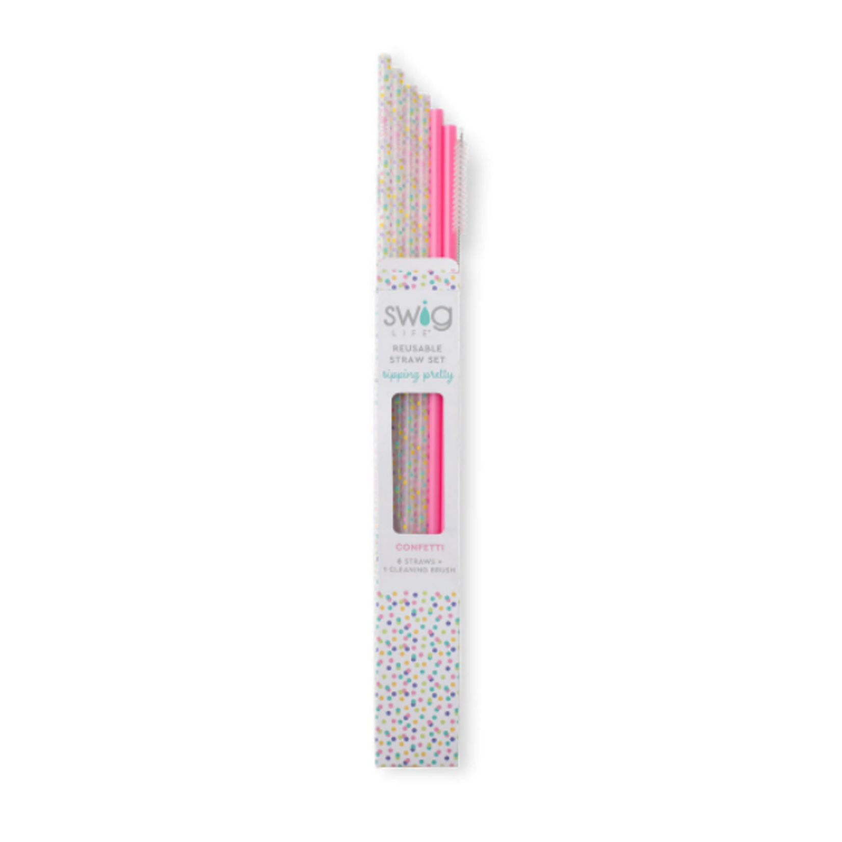 Swig Swig Confetti & Pink Reusable Straw Set
