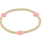 enewton Signature Cross Gold Patterm 3mm Bead Bracelet Pink