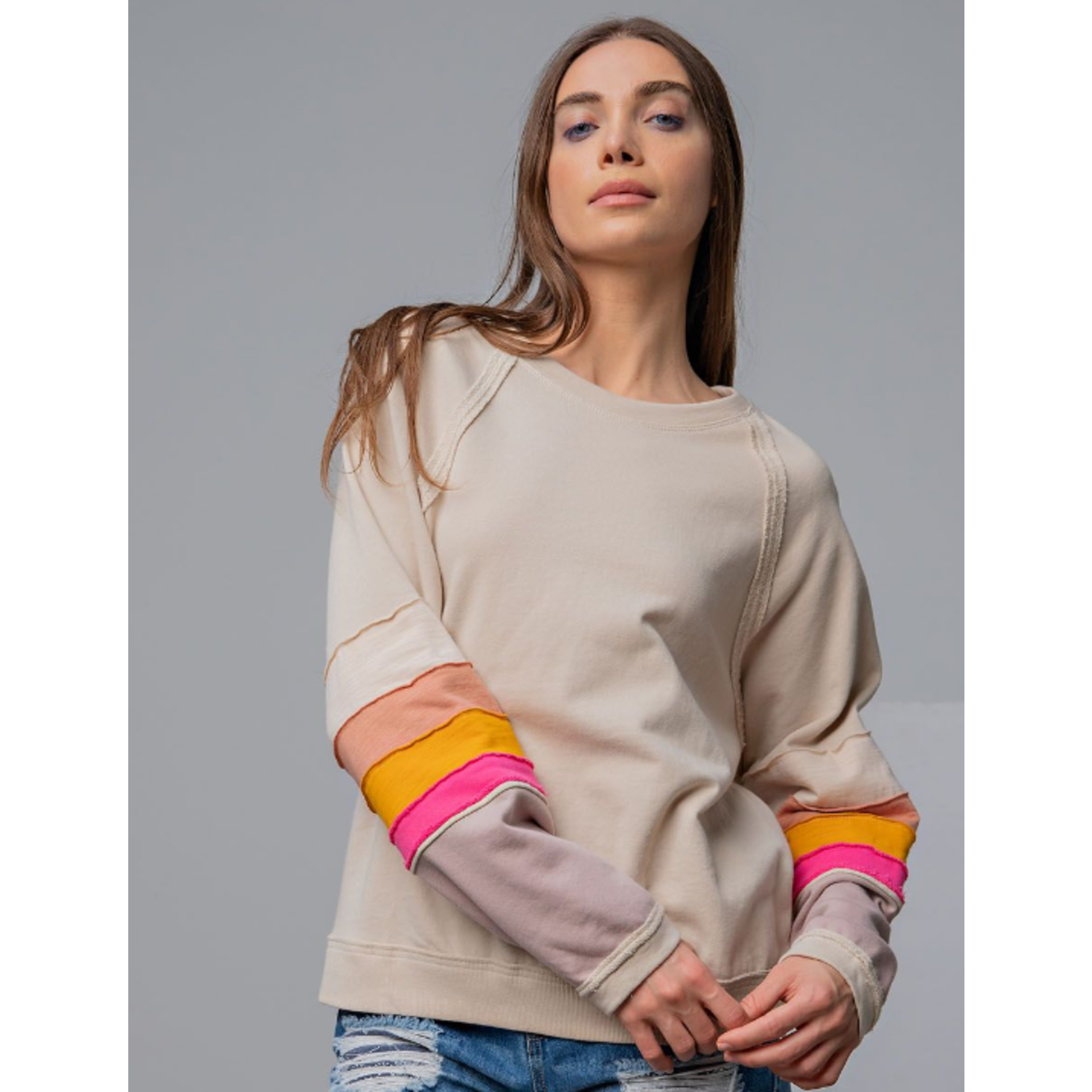 Color Block Sleeve Pullover