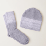 Barefoot Dreams CozyChic Heather Stripe Beanie and Sock Set