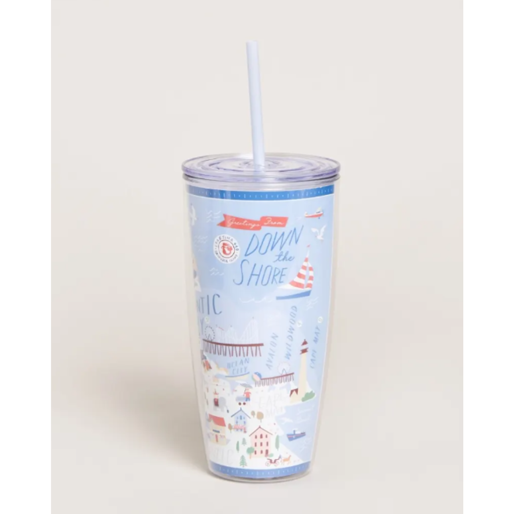 Clear Drink Tumbler 24oz Down the Shore