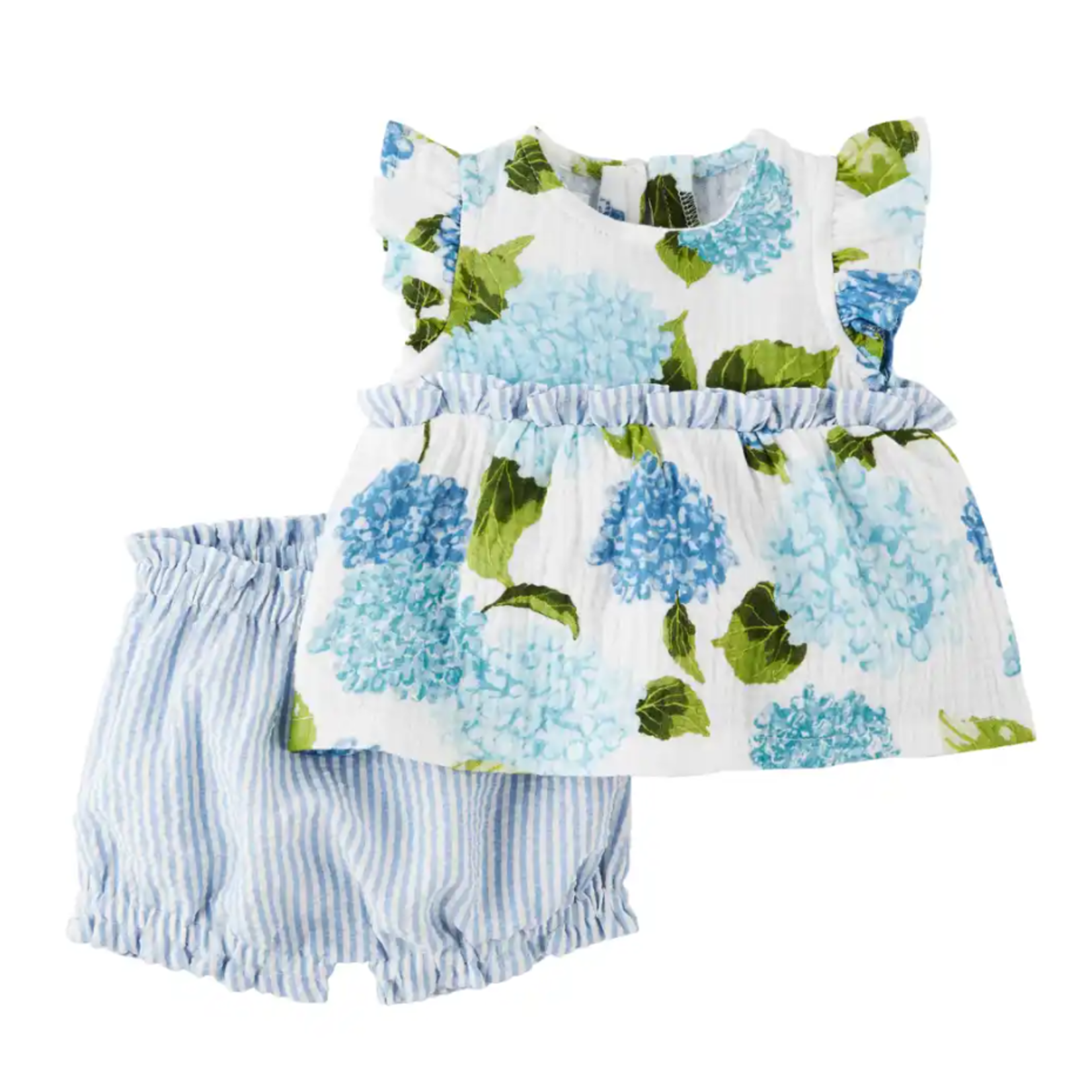 Mud Pie Blue Hydrangea Pinafore Set 6-9 months