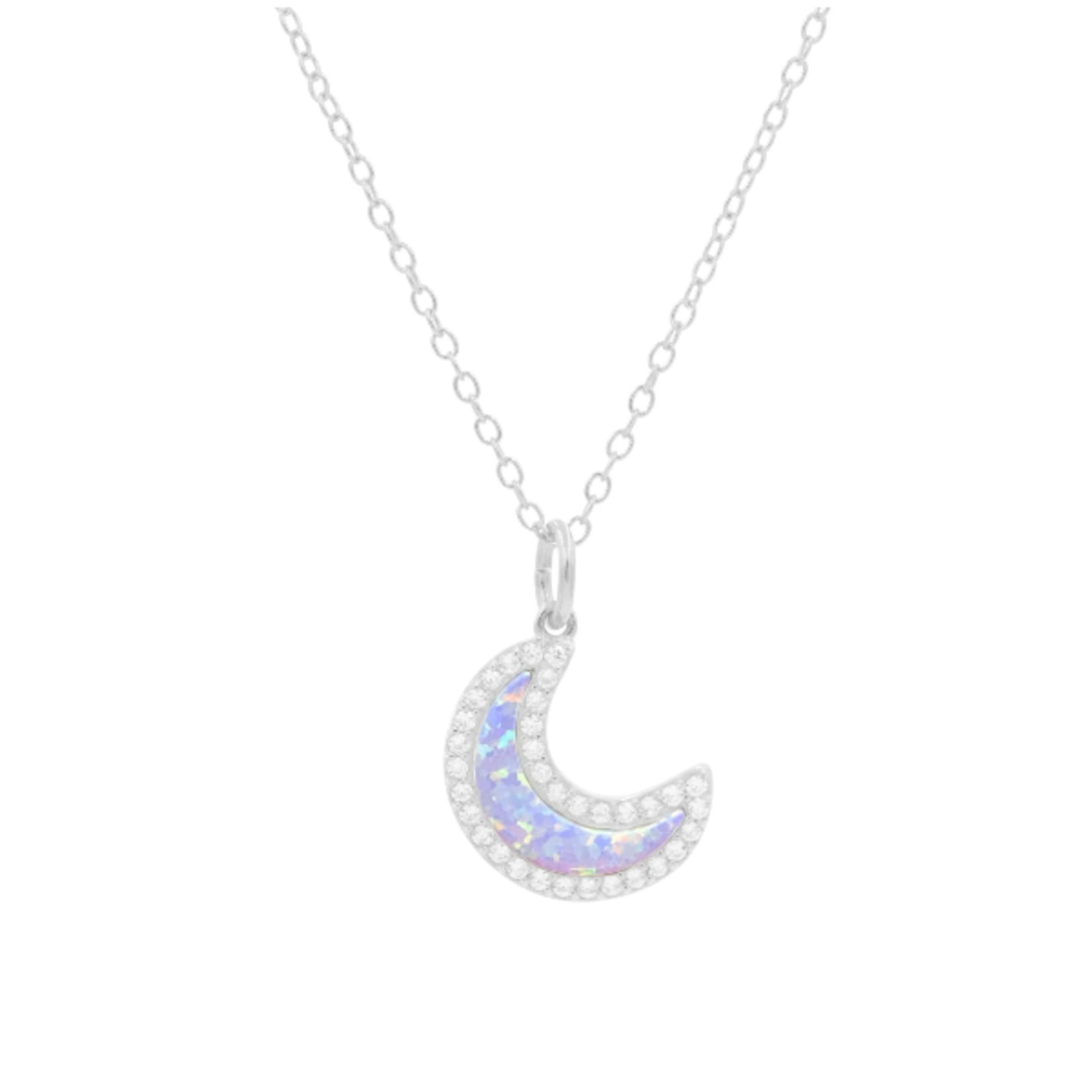 Opal Moon Necklace - Purple Opal/Silver