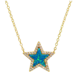 Opal Star Necklace-Blue Green Opal/Gold