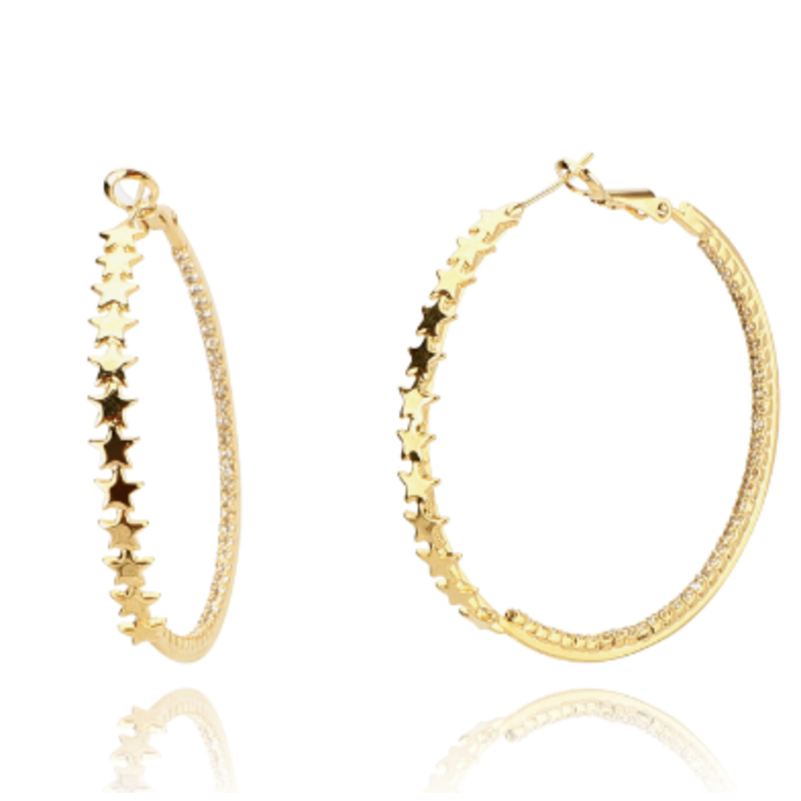 Vintage Havana Serenity Hoop Earring with Gold Plated Stars