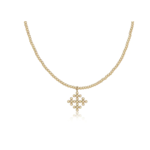 enewton 15" Choker Classic Gold 2mm Bead - Classic Beaded Signature Cross Encompass Gold Charm