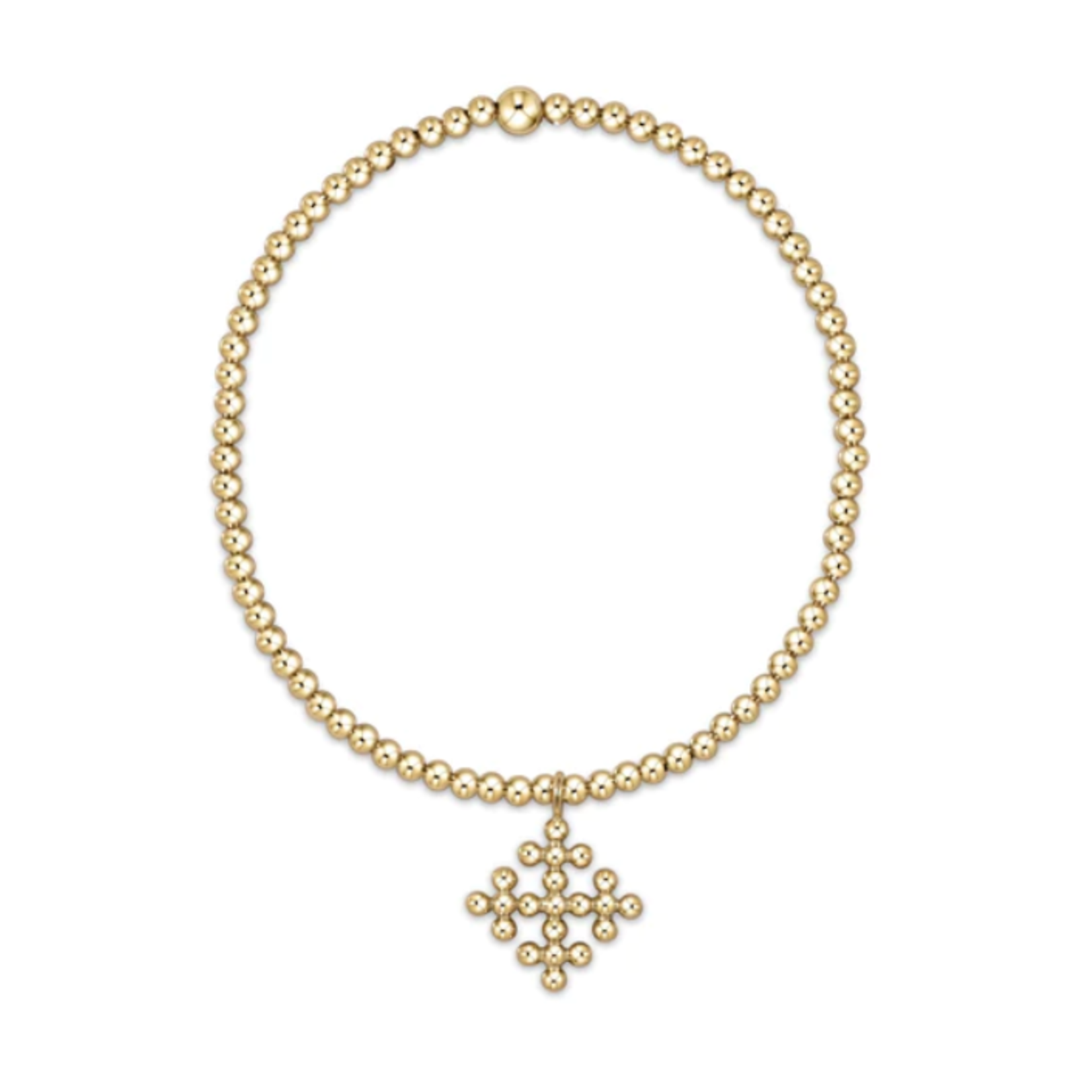 enewton Classic Gold 2.5mm Bead Bracelet - Classic Beaded Signature Cross Encompass Gold Charm