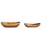 Acacia Wood Bowls w/ Rattan Wrapped Handles