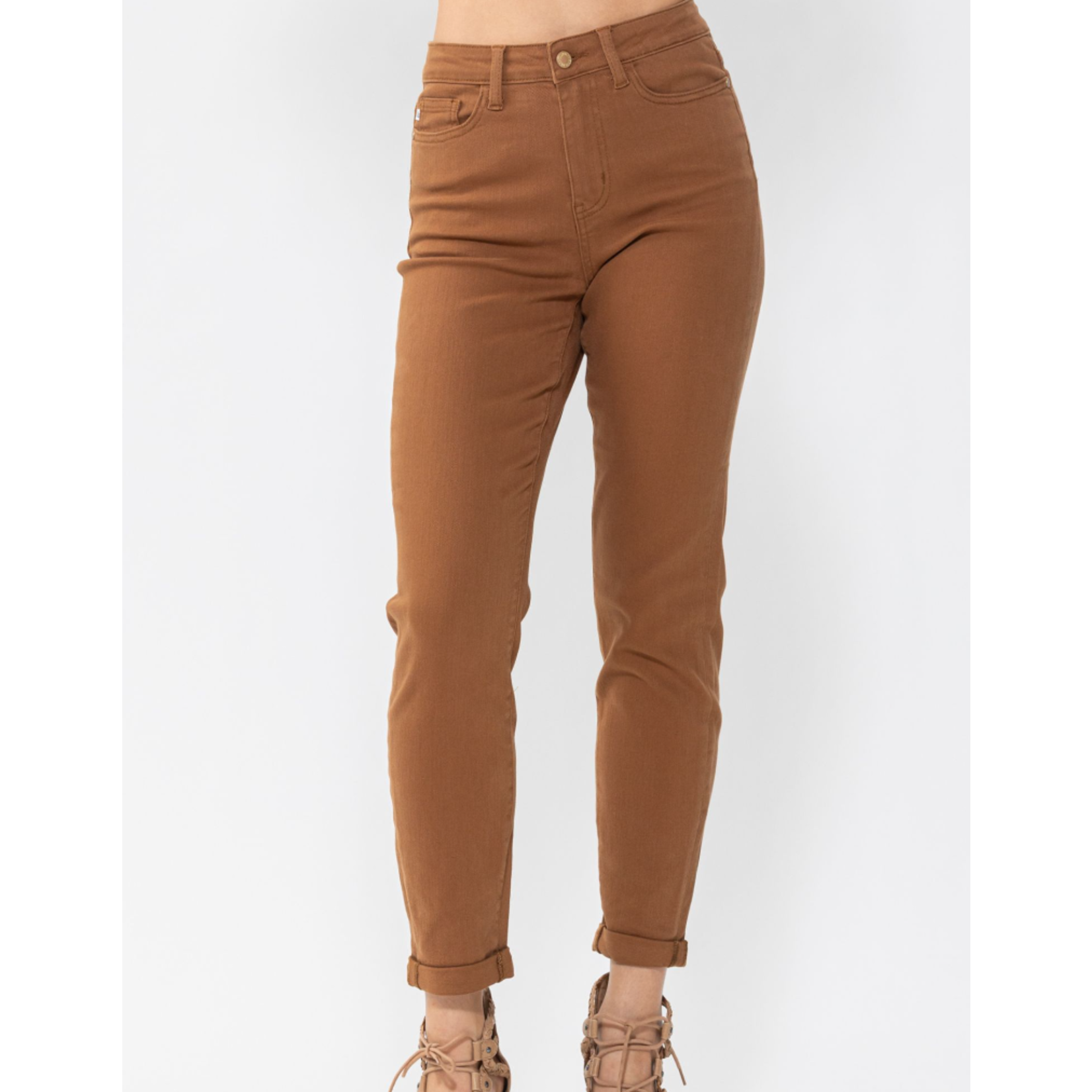 thumbnail image 2 of Judy Blue Women's Slim High-Rise Jeans - Rust Brown - Size S - 27/29 Inseam 2 of 3